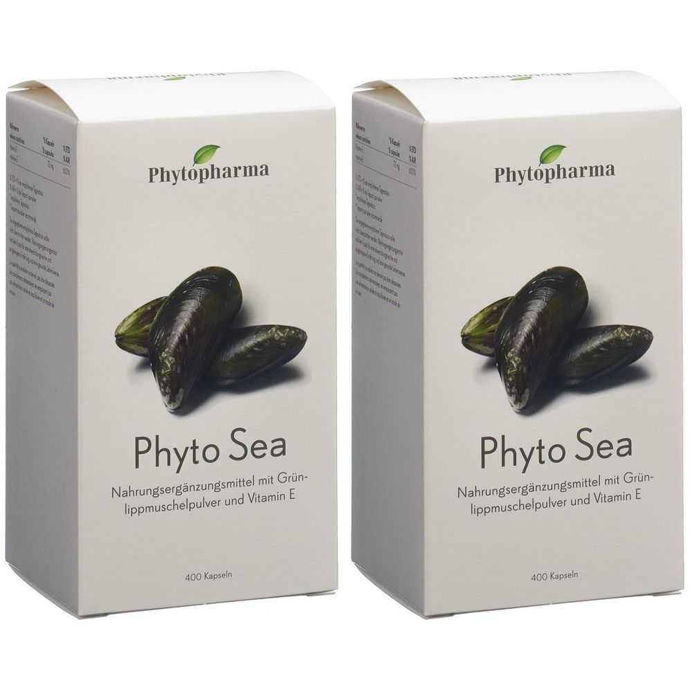 Zwei weiße Kartons mit Produktabbildung und Schriftzug "Phyto Sea". Enthält Nahrungsergänzungsmittel.