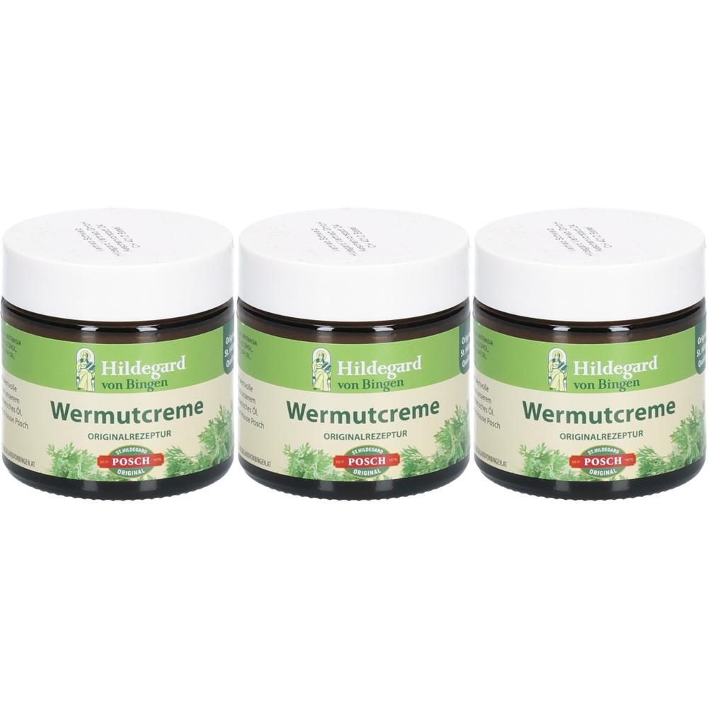 Drei Gläser Wermutcreme von Hildegard von Bingen, Originalrezeptur.