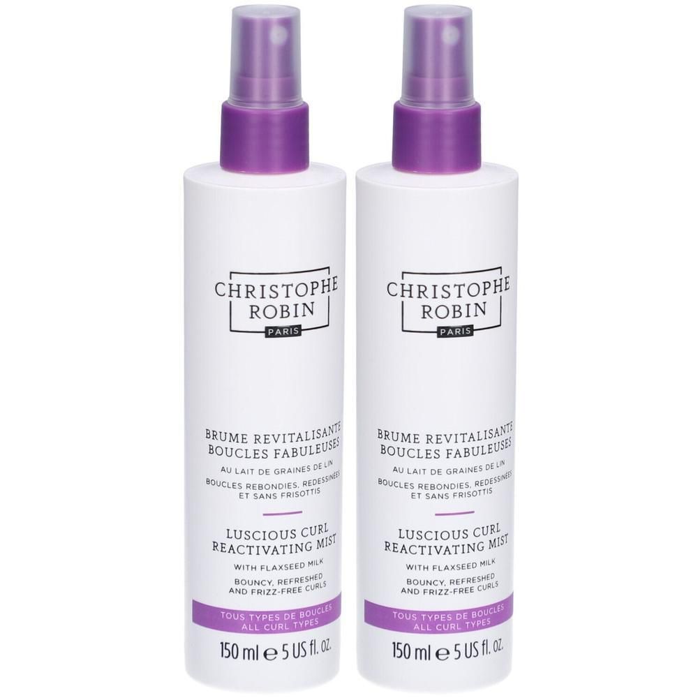 Zwei Flaschen Christophe Robin Revitalisierender Sprühnebel für fabelhafte Locken, 150 ml.