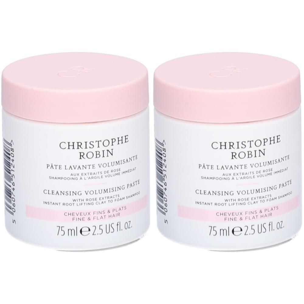 Zwei Christophe Robin Tiegel mit Volumengebender Waschcreme und Rosenextrakten, 75 ml.