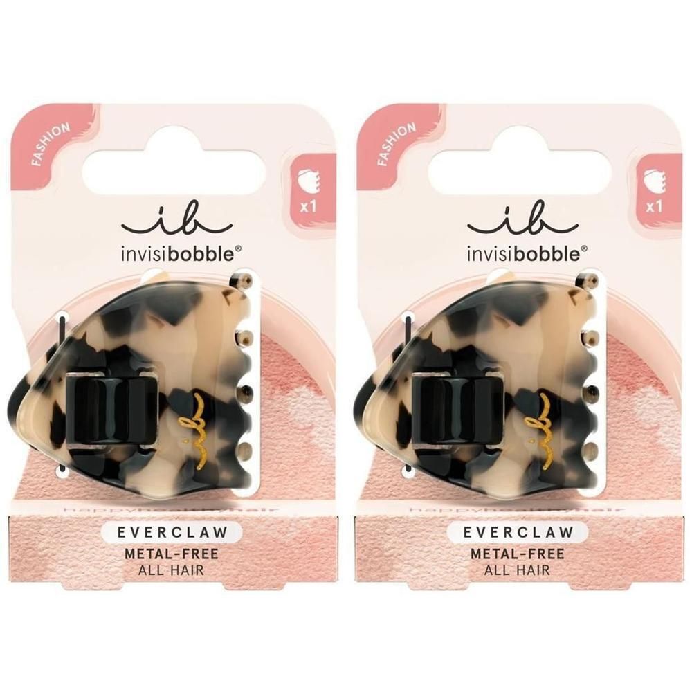 Zwei Invisibobble EVERCLAW Leo Baby S Haarspangen in Schildpatt-Optik, metallfrei.
