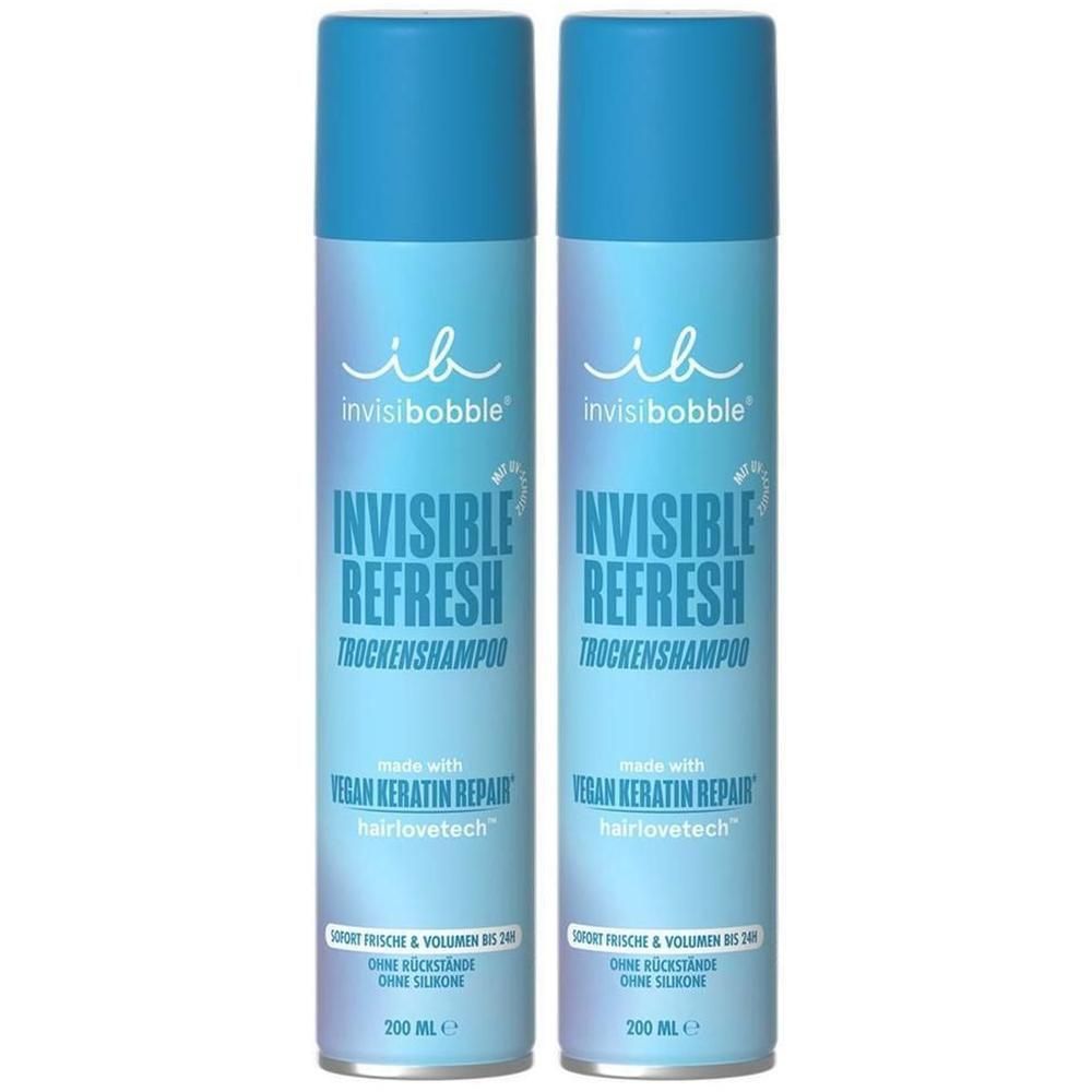 Deux bombes de shampoing sec invisibobble® Invisible Refresh, 200 ml.