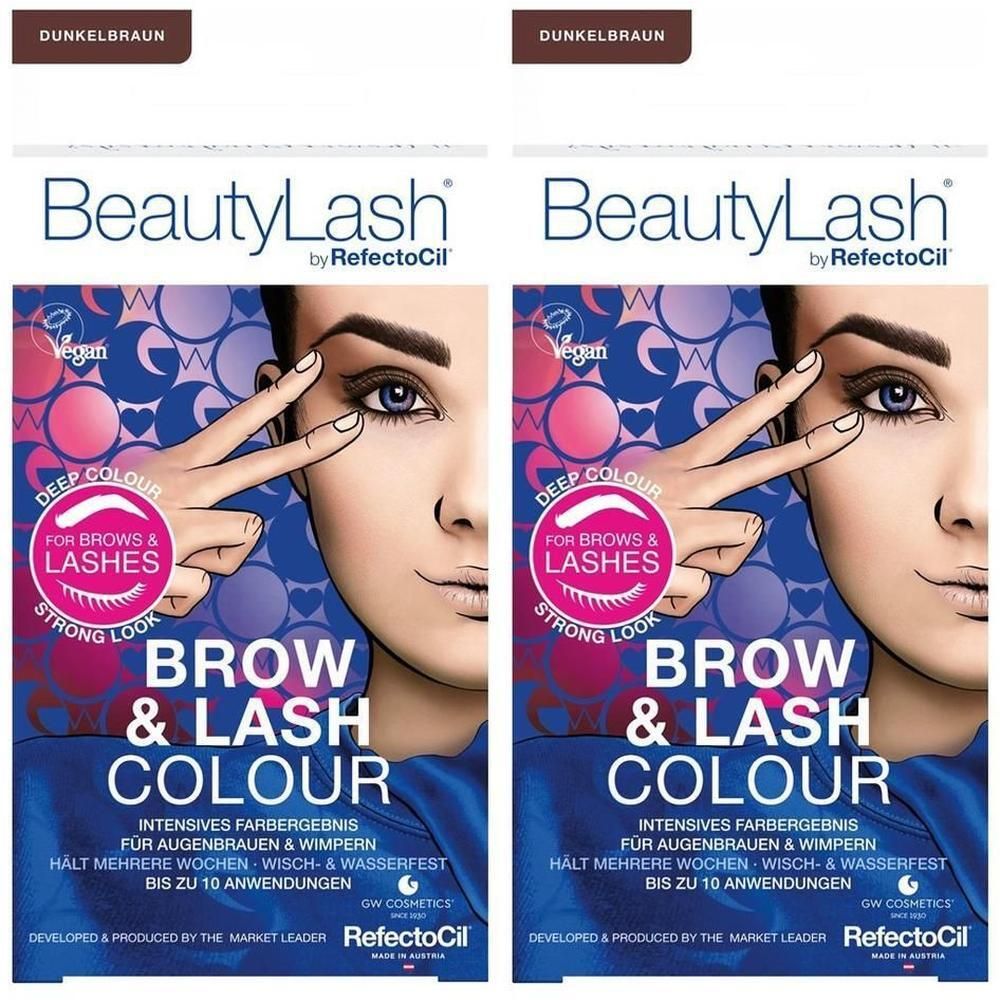 Coloration BeautyLash pour sourcils et cils Brun Foncé. Pour un résultat couleur intense, résistant au transfert et à l'eau.