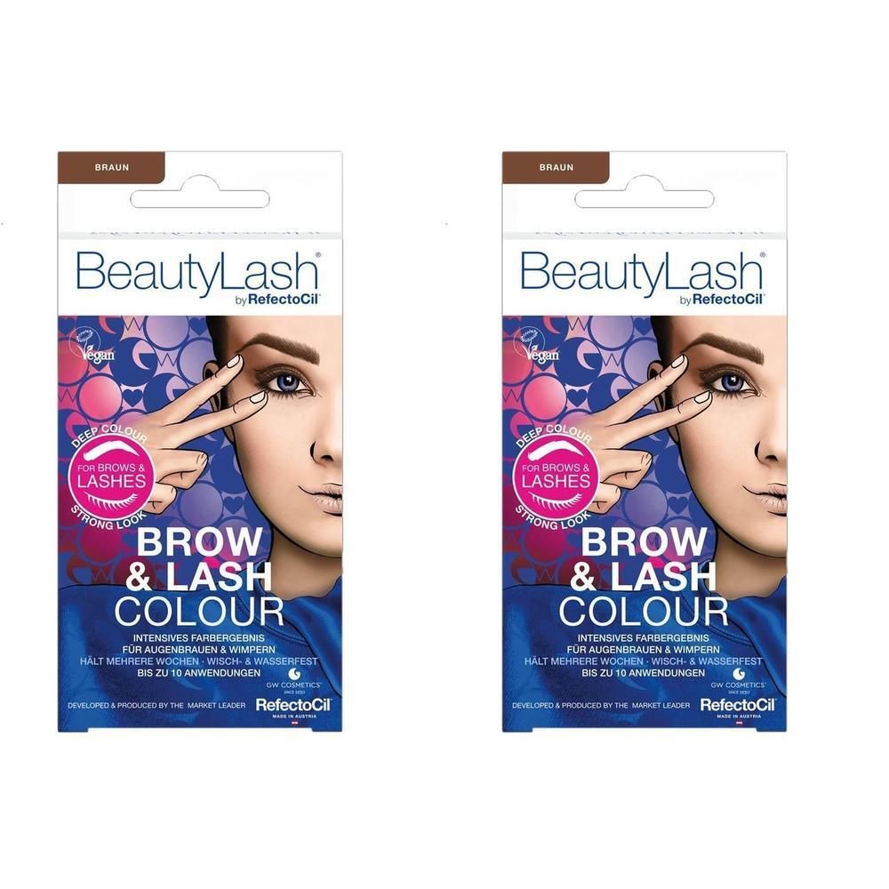 BeautyLash Brow & Lash Colour Set in Braun. Enthält zwei Packungen für intensive Farbgebung von Wimpern und Augenbrauen.