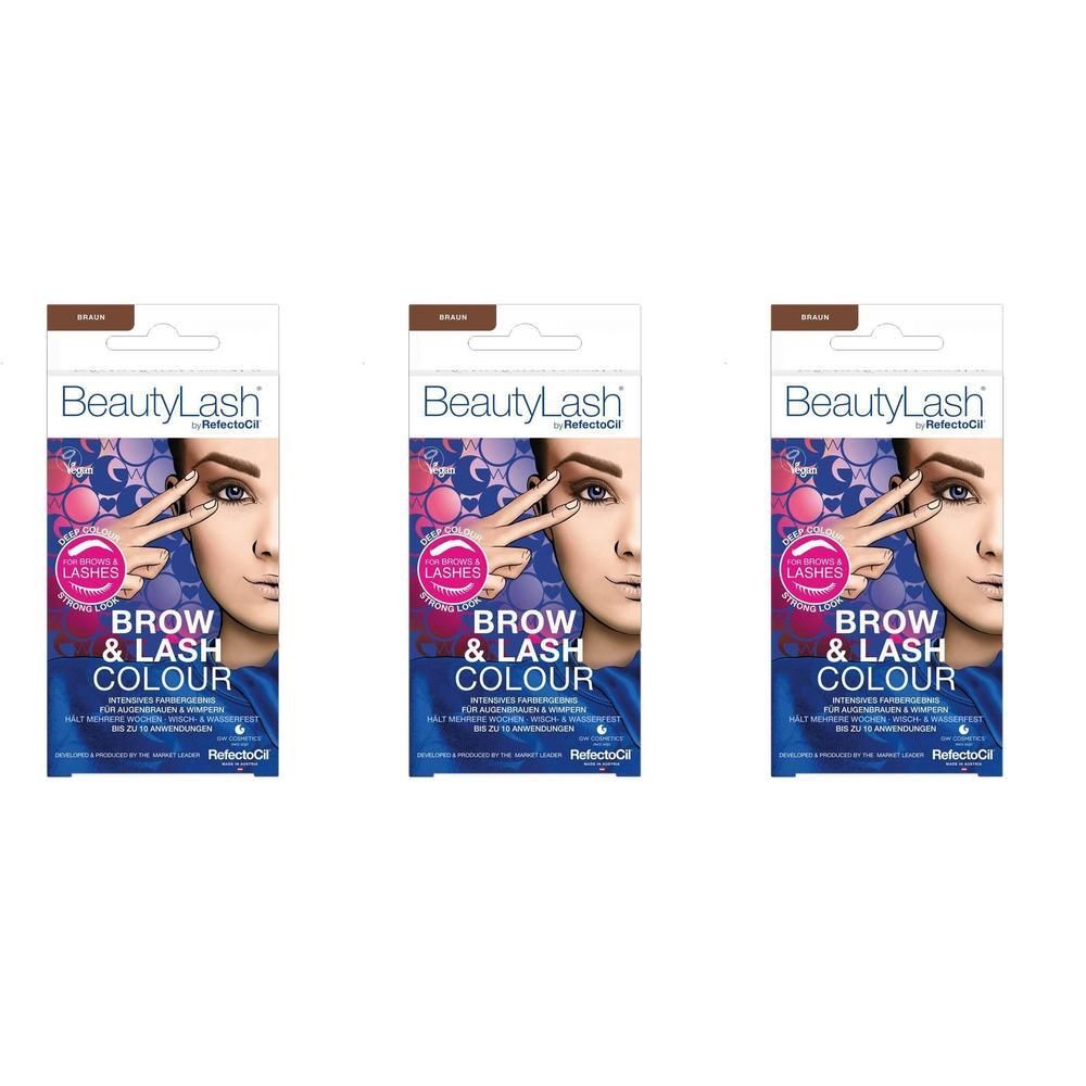 BeautyLash Augenbrauen- und Wimpernfarbe, Braun. Dreierpackung.