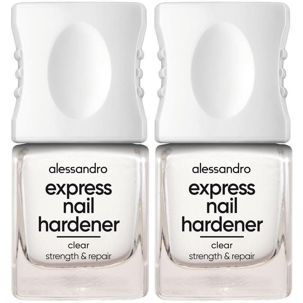 Zwei Flaschen Alessandro Express Nagelhärter, klar, Stärke & Reparatur.
