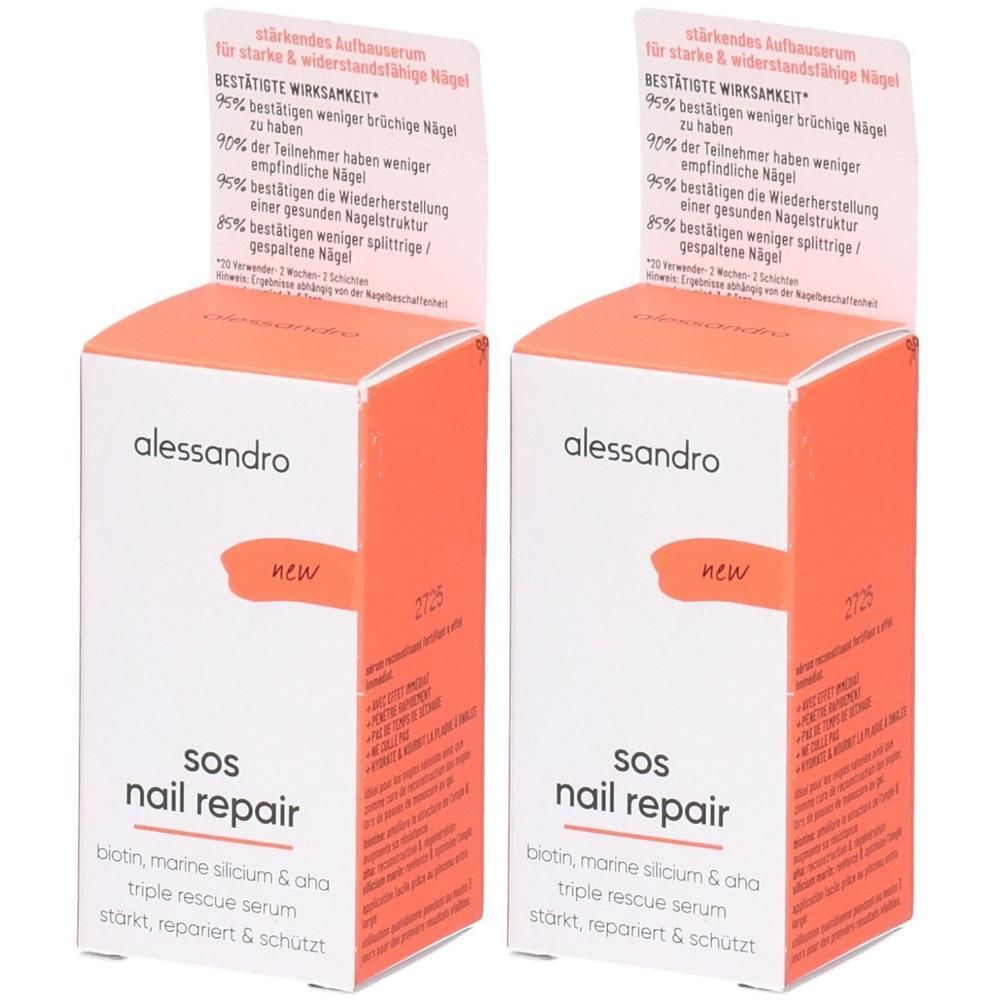 Zwei Schachteln Alessandro SOS Nail Repair Serum. Stärkendes Aufbau-Serum für Nägel.