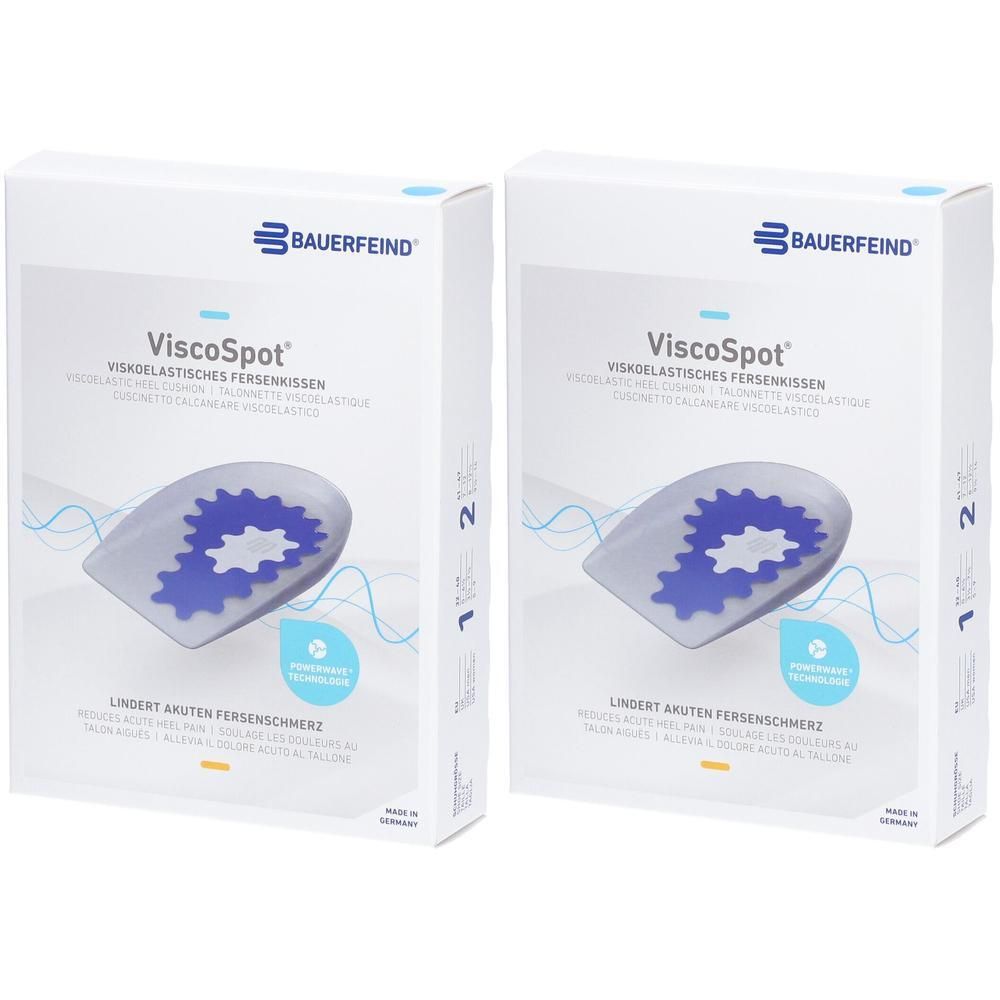 Zwei Packungen Bauerfeind ViscoSpot Fersenkissen.