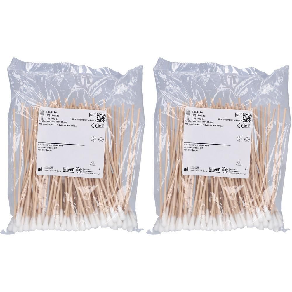 Applicateurs Bois 160 x 2.5 mm – Tête Moyenne Coton