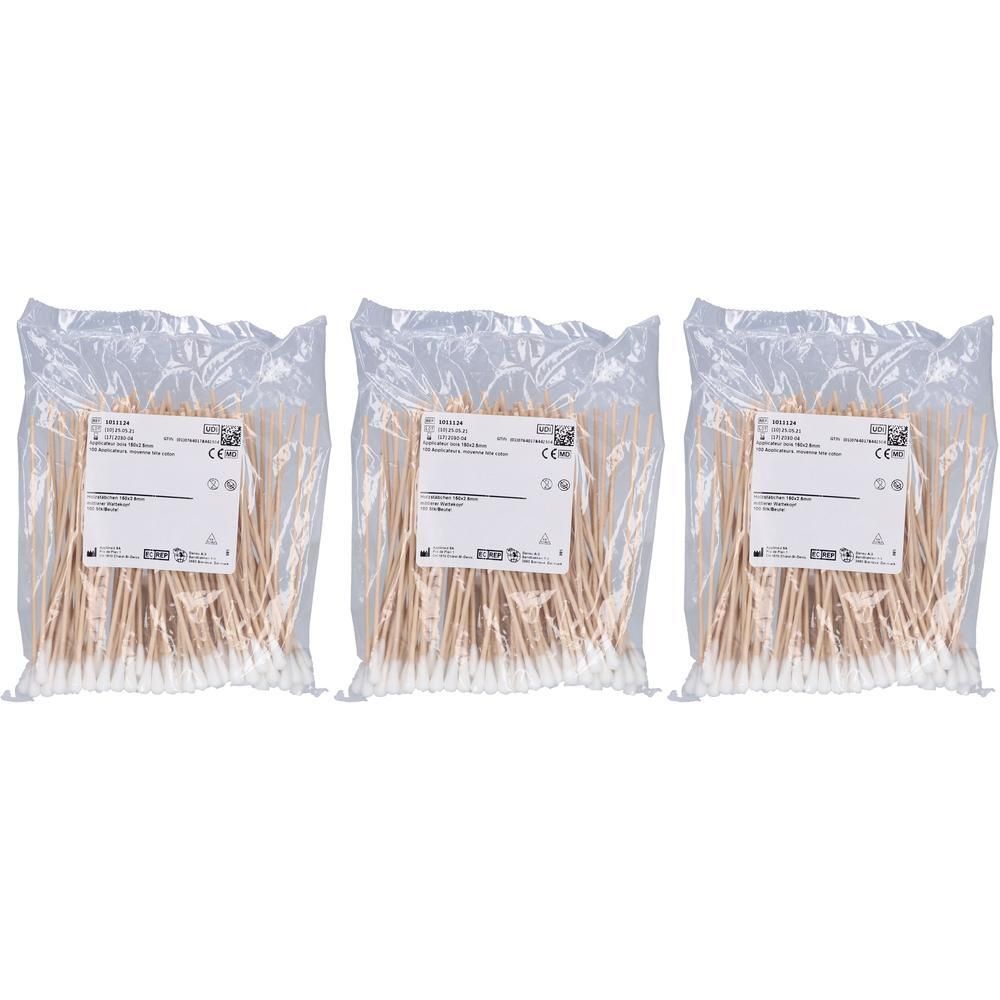Applicateurs Bois 160 x 2.5 mm – Tête Moyenne Coton
