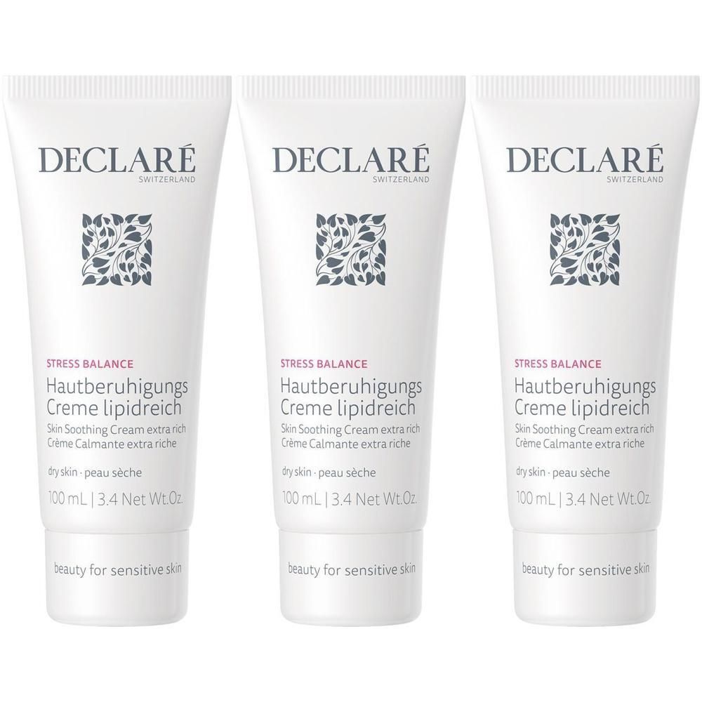 Trois tubes de Crème apaisante pour la peau DECLARÉ lipidreich, 100 ml.