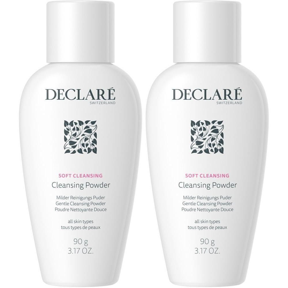 Deux flacons de poudre nettoyante DECLARÉ Soft Cleansing, 90g chacun.