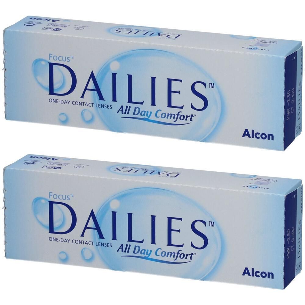 Zwei Packungen Alcon Focus Dailies All Day Comfort Ein-Tages-Kontaktlinsen, -2.50 dpt.