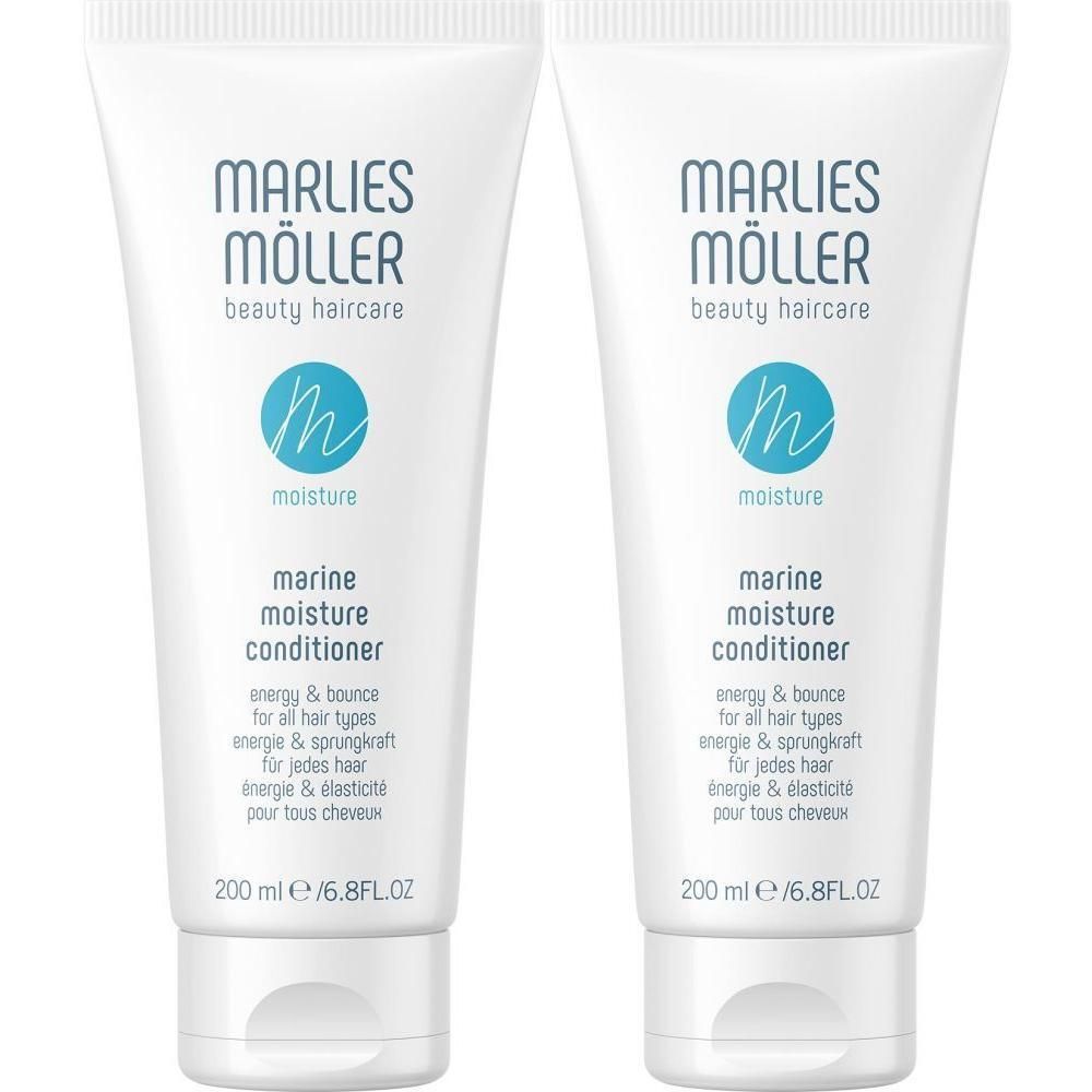 Zwei weiße Tuben Marlies Möller Marine Moisture Conditioner, je 200 ml.
