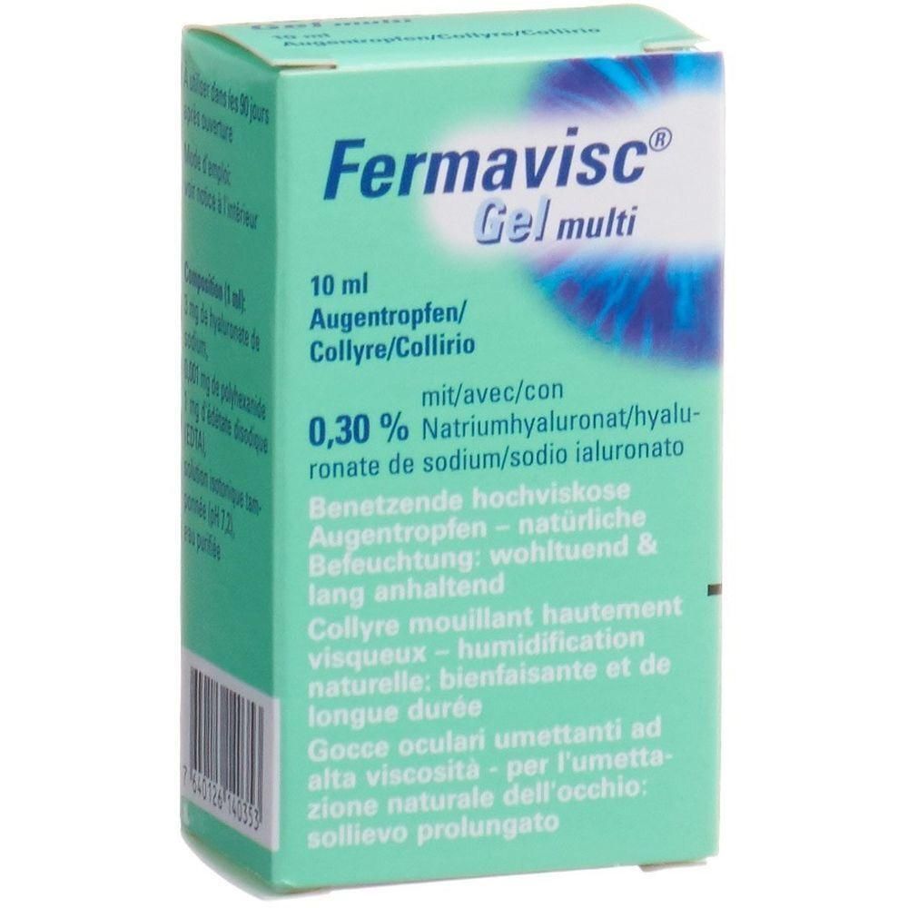 Fermavisc Gel multi Augen Tropfen, 10 ml, mit 0,30% Natriumhyaluronat.