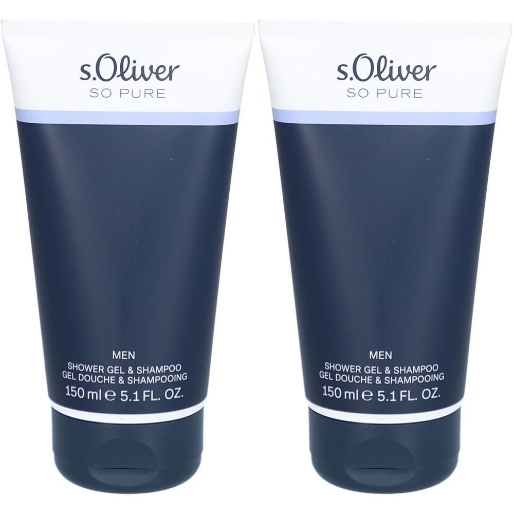 Deux flacons de gel douche & shampoing s.Oliver So Pure Men, 150 ml.