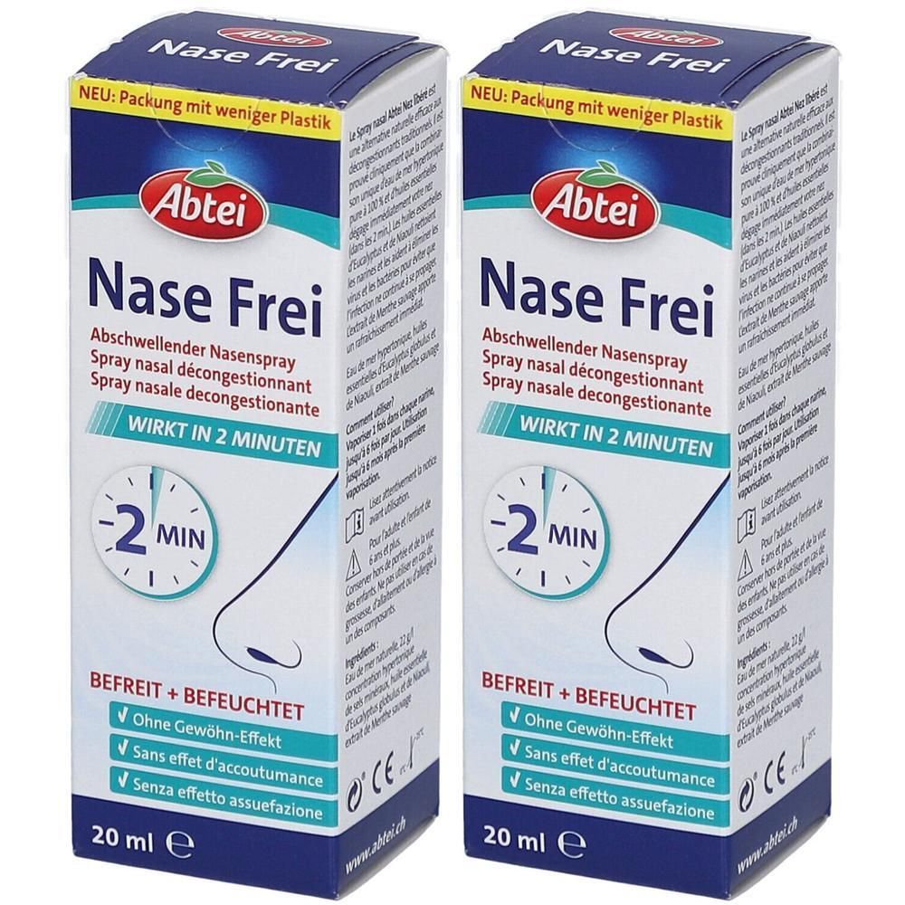 Abtei Nase Frei Spray nasal: décongestionnant, libère et hydrate. Agit en 2 minutes. 20 ml.