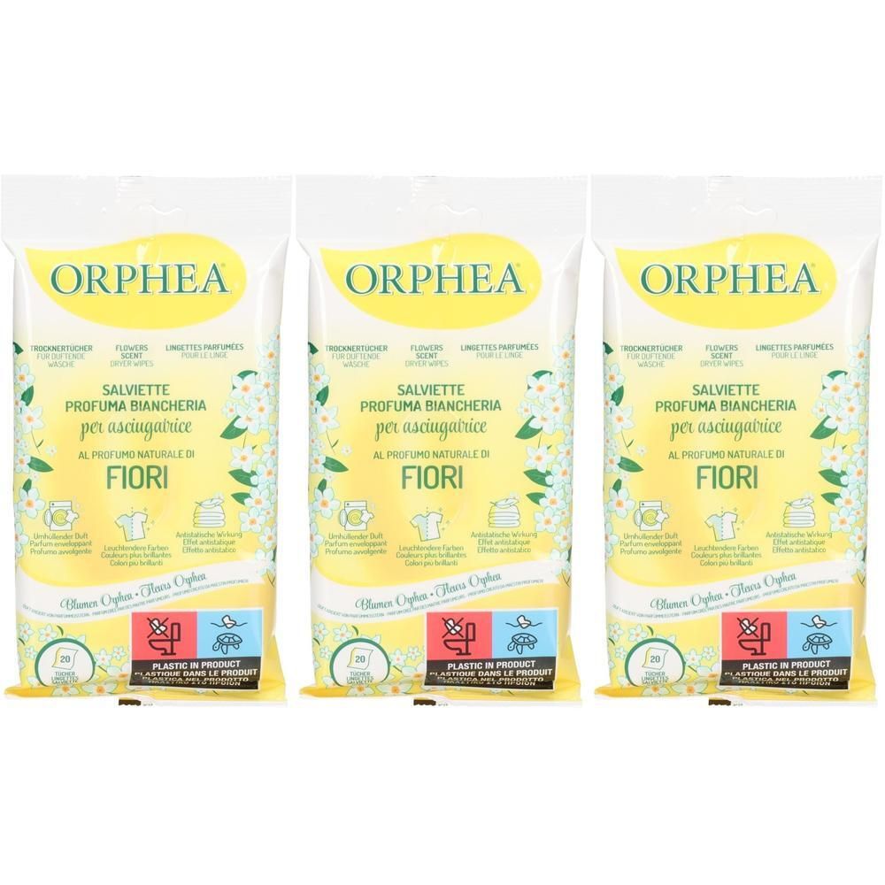 Orphea Salviette Profuma Biancheria Fiori, 3x 20 Tücher.