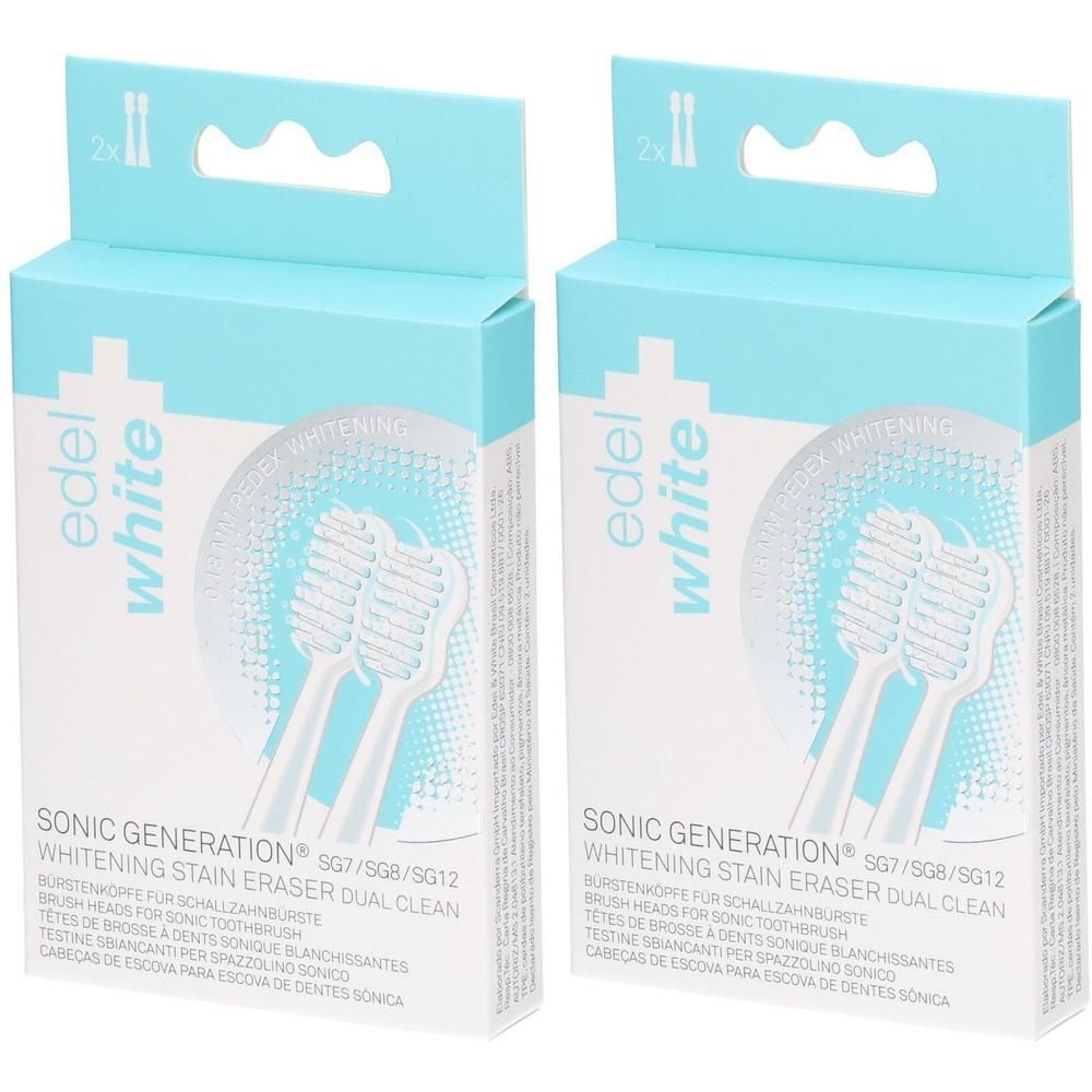 Zwei Packungen Edel White Sonic Generation Whitening Zahnbürstenköpfe.