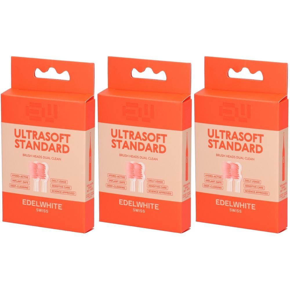 Drei Packungen Edelwhite Ultrasoft Standard Zahnbürstenköpfe.