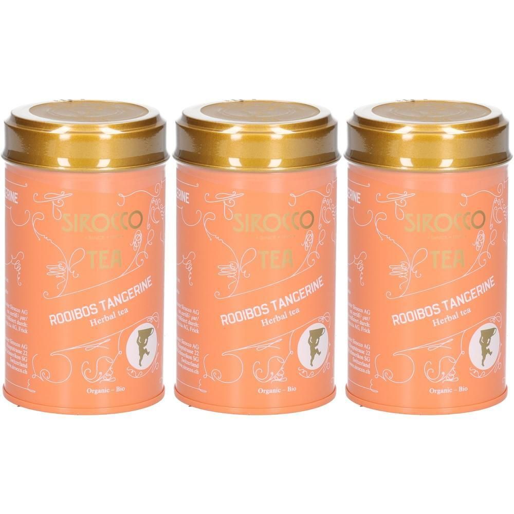 Drei Dosen Sirocco Rooibos Tangerine Kräutertee.