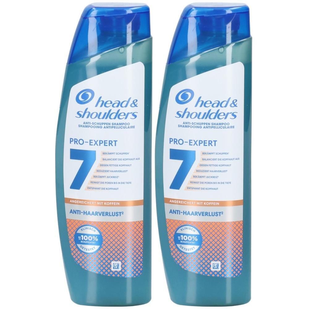 Zwei Flaschen Head & Shoulders Pro-Expert 7 Anti-Haarverlust Shampoo.