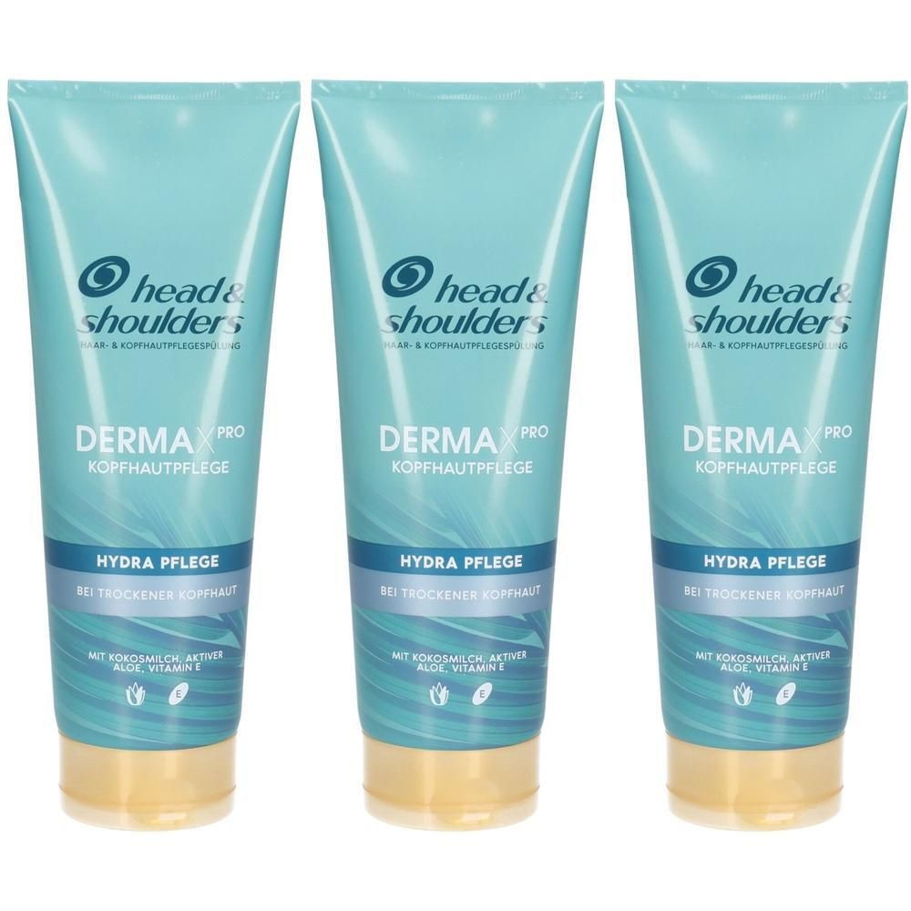 Drei Tuben Head & Shoulders Dermax Pro Hydra Pflege Kopfhautpflege.