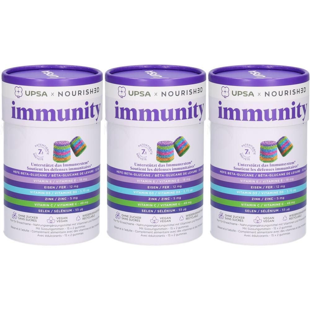Drei Tuben Upsa Nourish3d Immunity Gummibärchen.