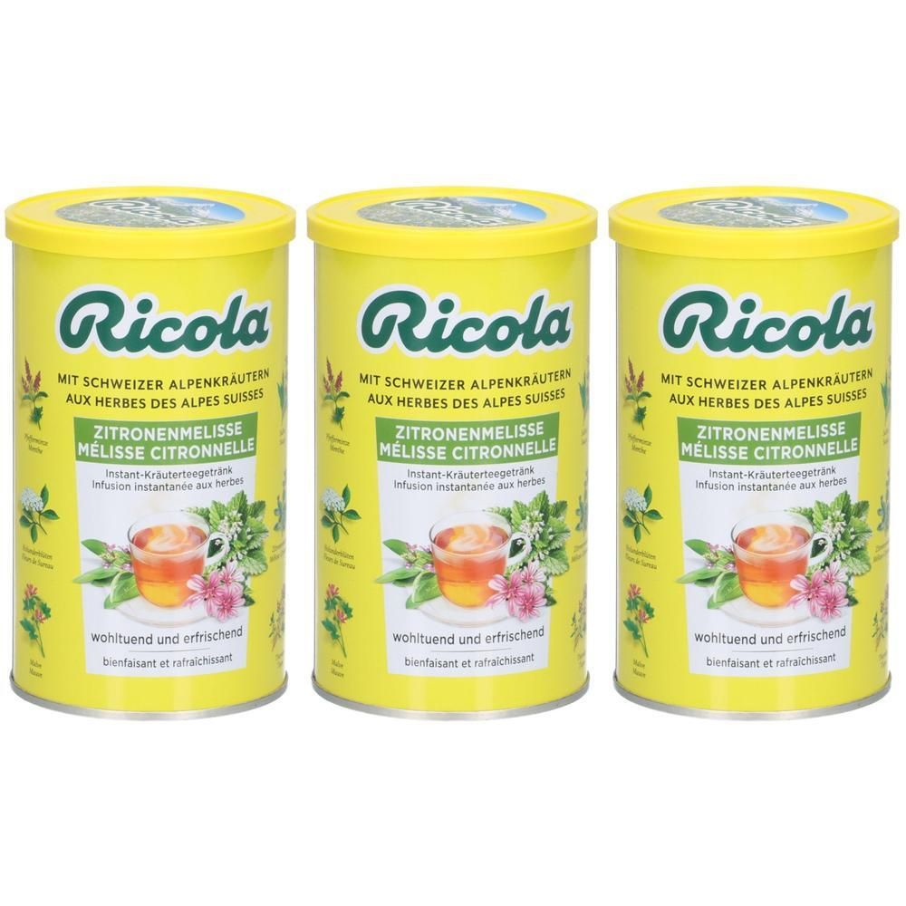 Drei Dosen Ricola Zitronenmelisse Tee.
