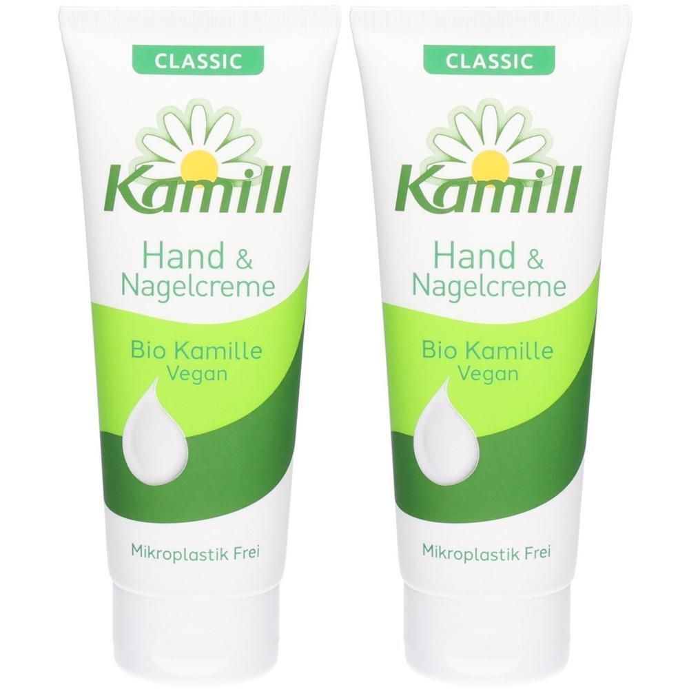 Zwei Tuben Kamill Hand & Nagelcreme mit Bio-Kamille, vegan.