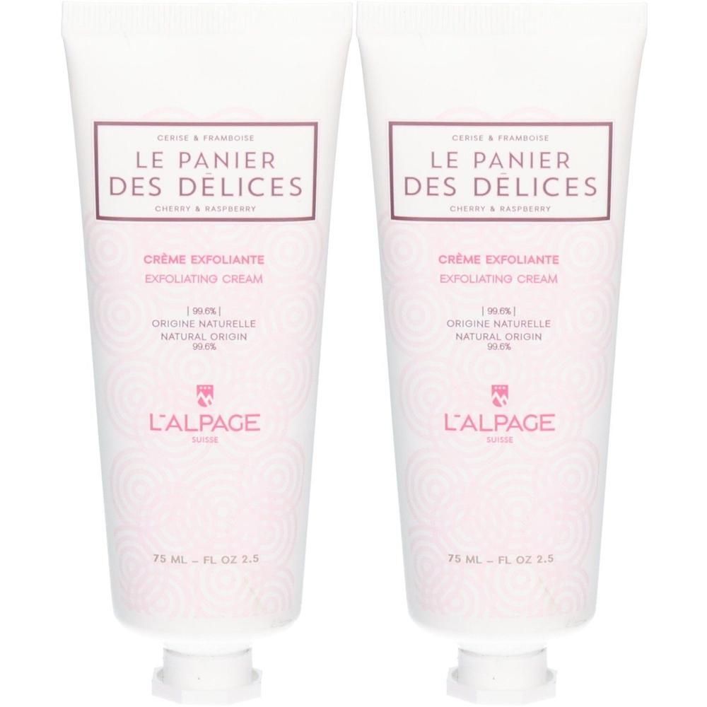 Zwei Tuben "Le Panier des Délices" Peelingcreme mit Kirsch- und Himbeerduft, 75 ml.