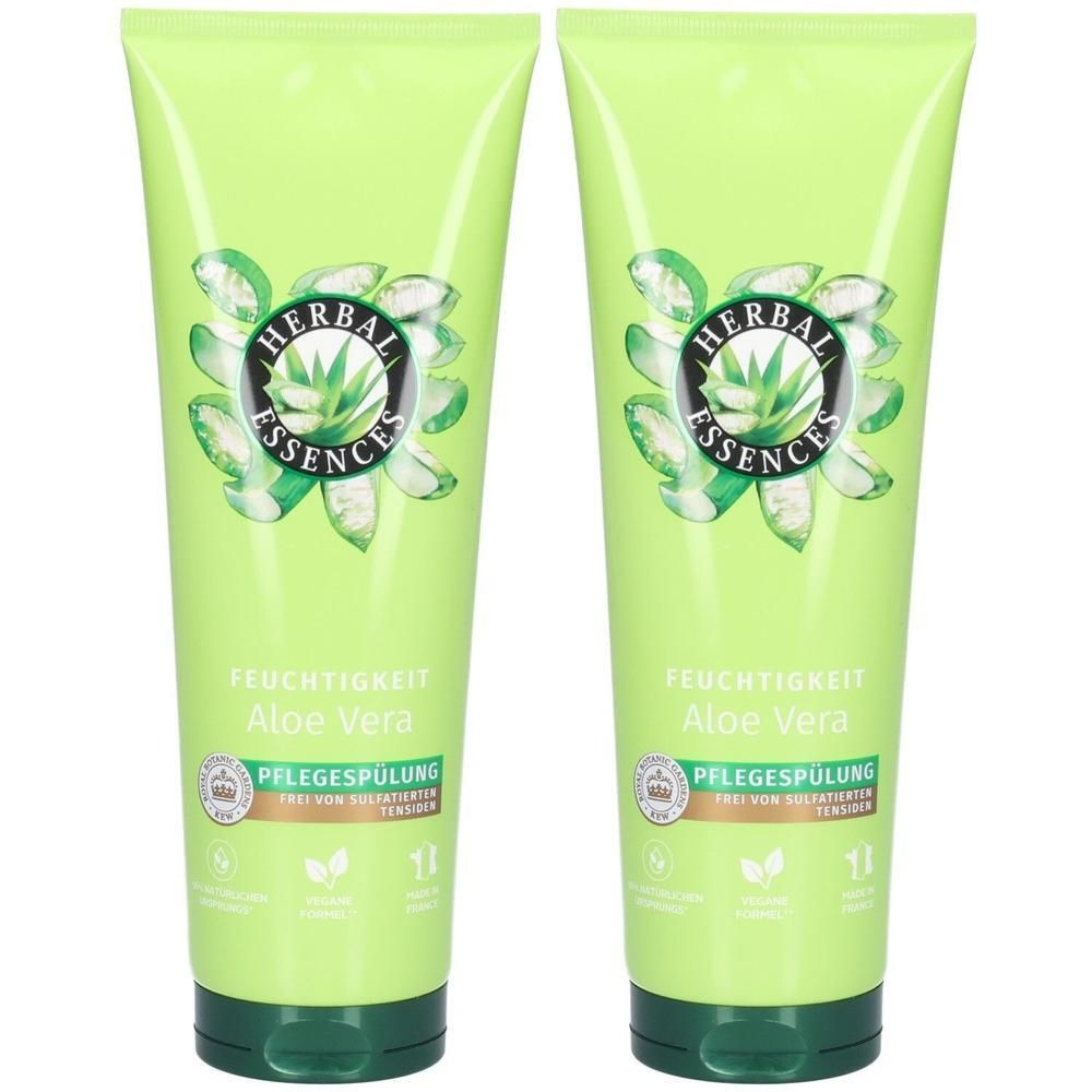 Zwei grüne Tuben Herbal Essences Feuchtigkeit Aloe Vera Pflege-Spülung, 1 Liter.