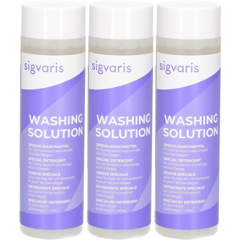Drei Flaschen Sigvaris Washing Solution, Spezialwaschmittel.