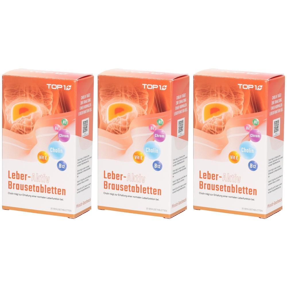 Drei Schachteln TOP 10 Leber-Aktiv Brausetabletten.