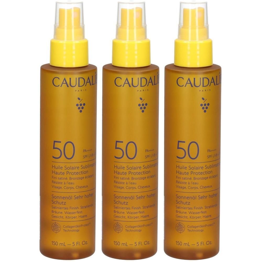 Drei Caudalie Sonnenschutz-Sprühflaschen mit LSF 50, 150ml.