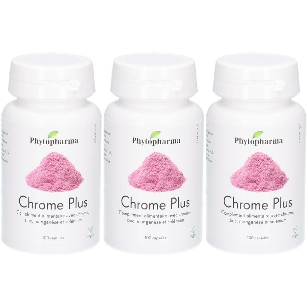 Drei weiße Flaschen Phytopharma Wild Yam Kapseln mit je 80 Kapseln. Abgebildet sind Yamswurzelstücke und Vitamin E.