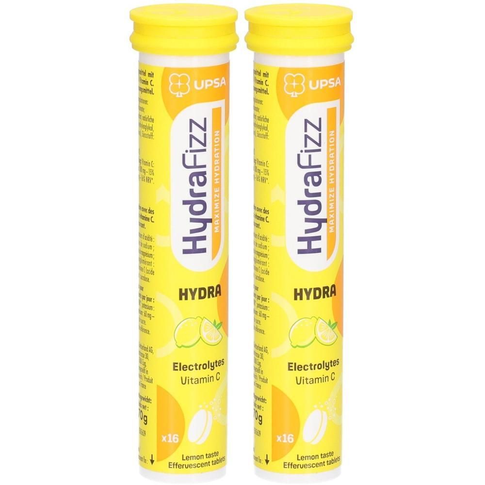 Zwei Tuben "HydraFizz" Elektrolyte Vitamin C Brausetabletten, Zitronengeschmack.