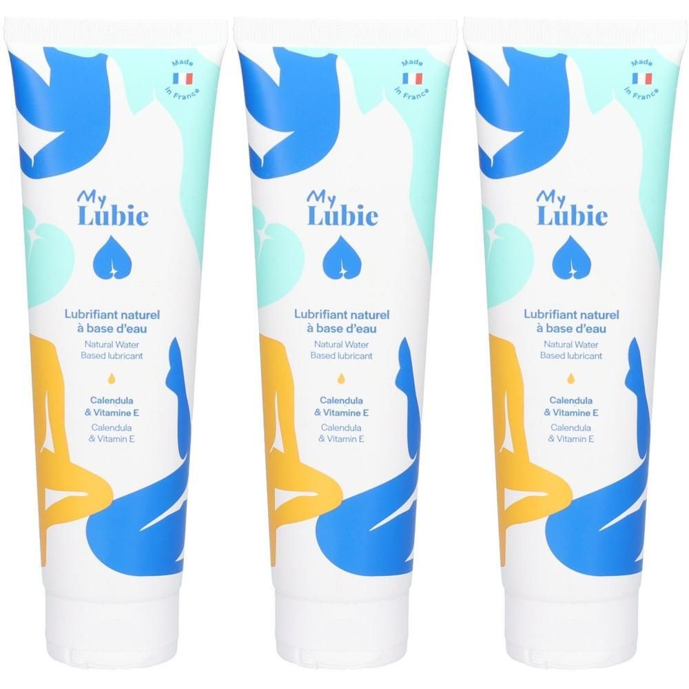 Drei Tuben My Lubie Gleitmittel auf Wasserbasis mit Calendula und Vitamin E.