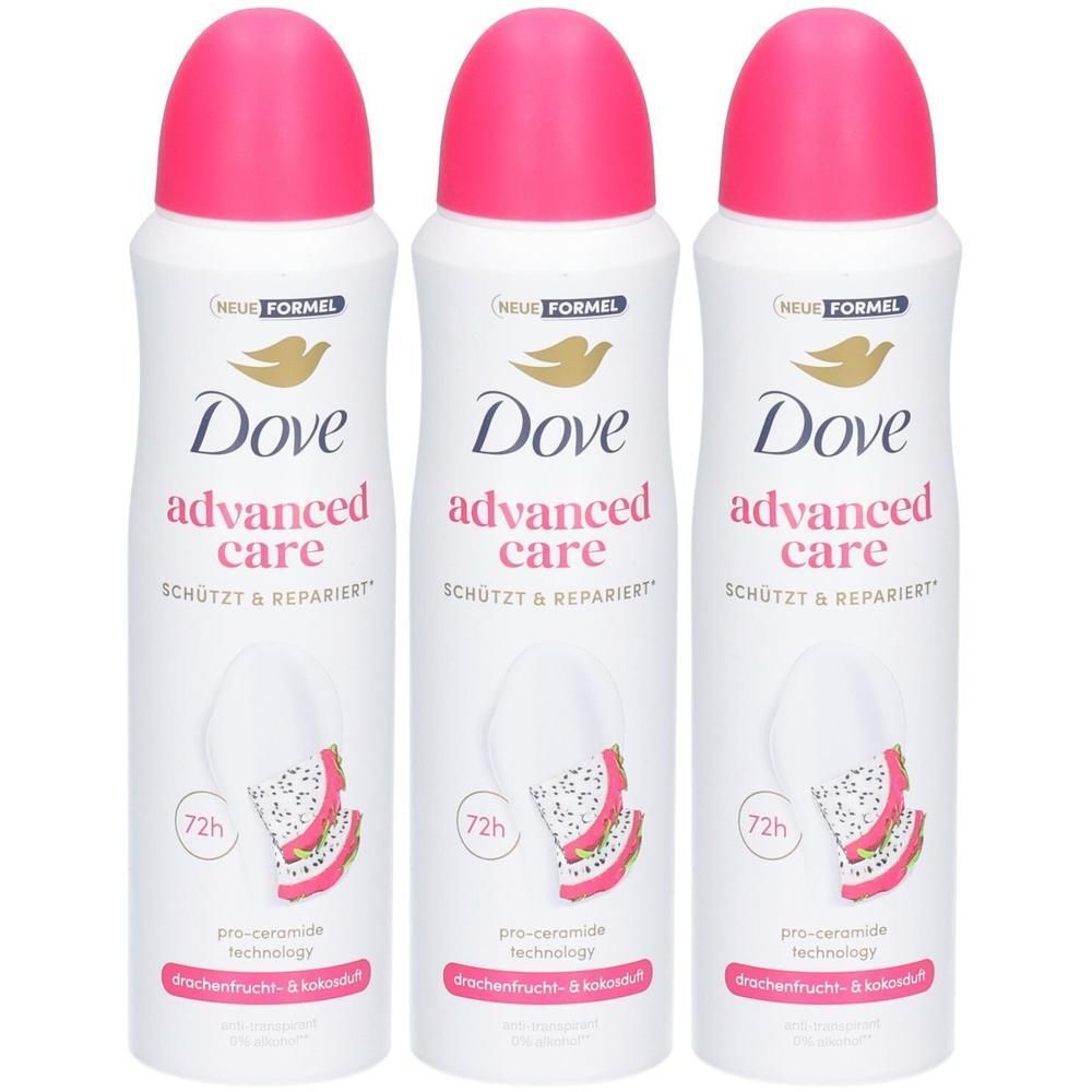 Dove Advanced Care Deospray mit Drachenfrucht & Kokosduft. 3 Dosen.