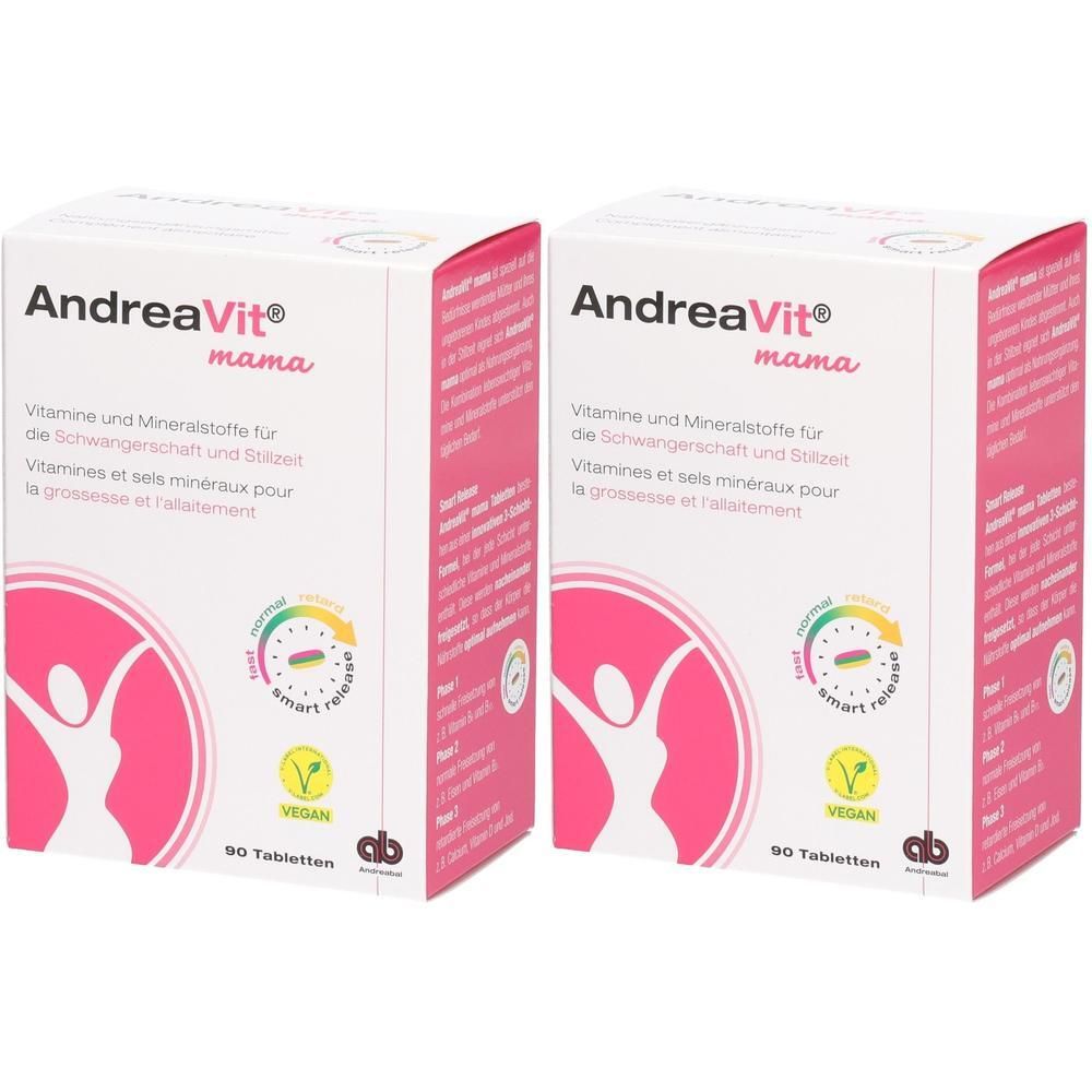 Zwei Packungen AndreaVit mama mit je 90 Tabletten.