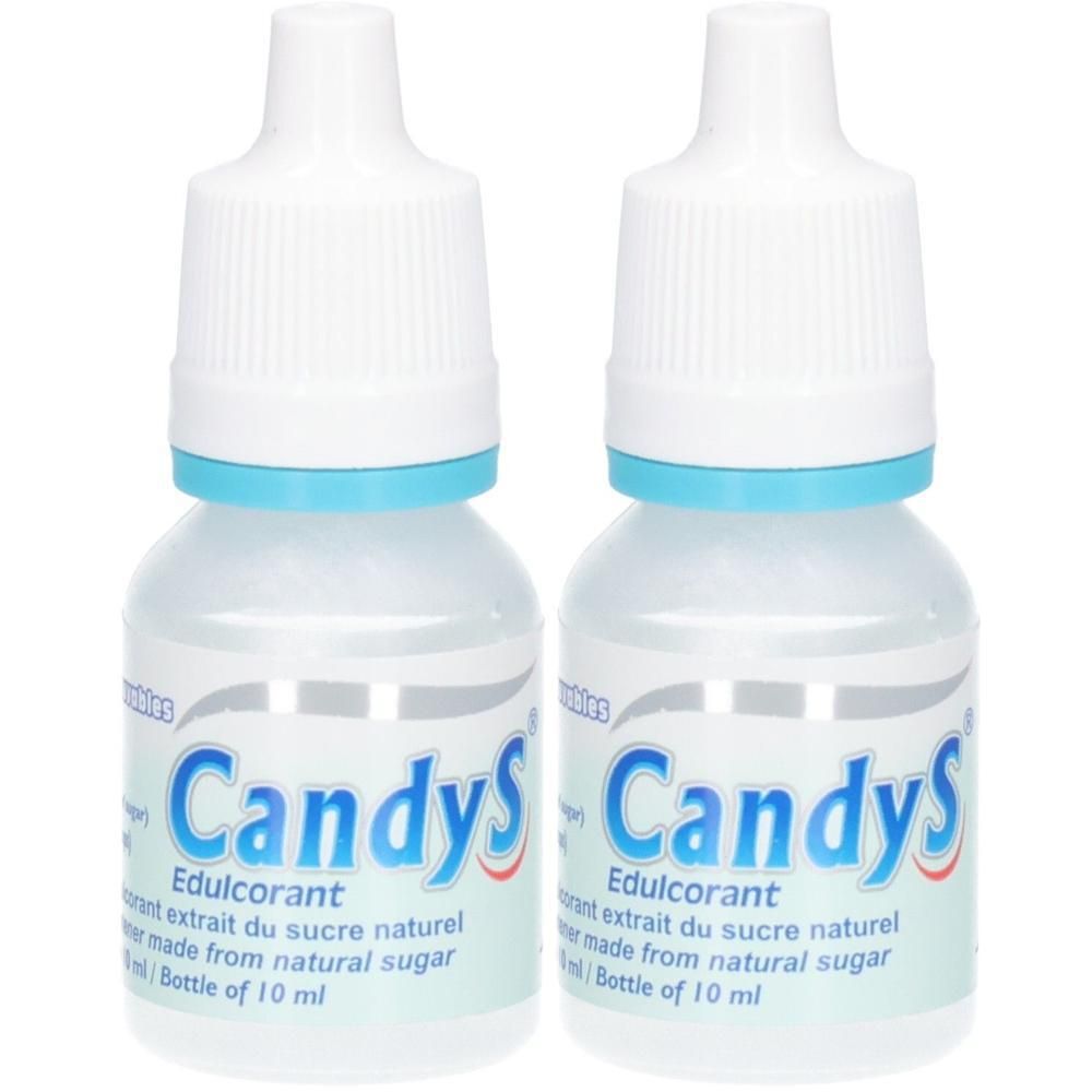 Zwei Flaschen CandyS Süßstoff, je 10 ml.