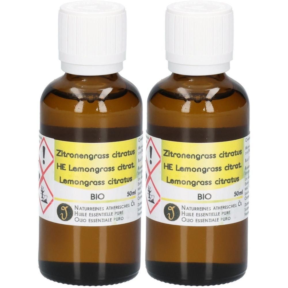 Zwei Flaschen ätherisches Lemongrass-Öl, 50ml.