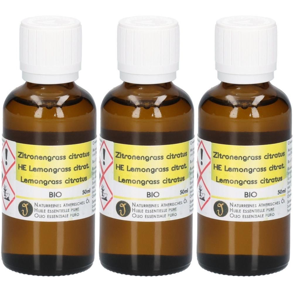 Drei Flaschen Lemongrass Citratus BIO ätherisches Öl, 50ml.