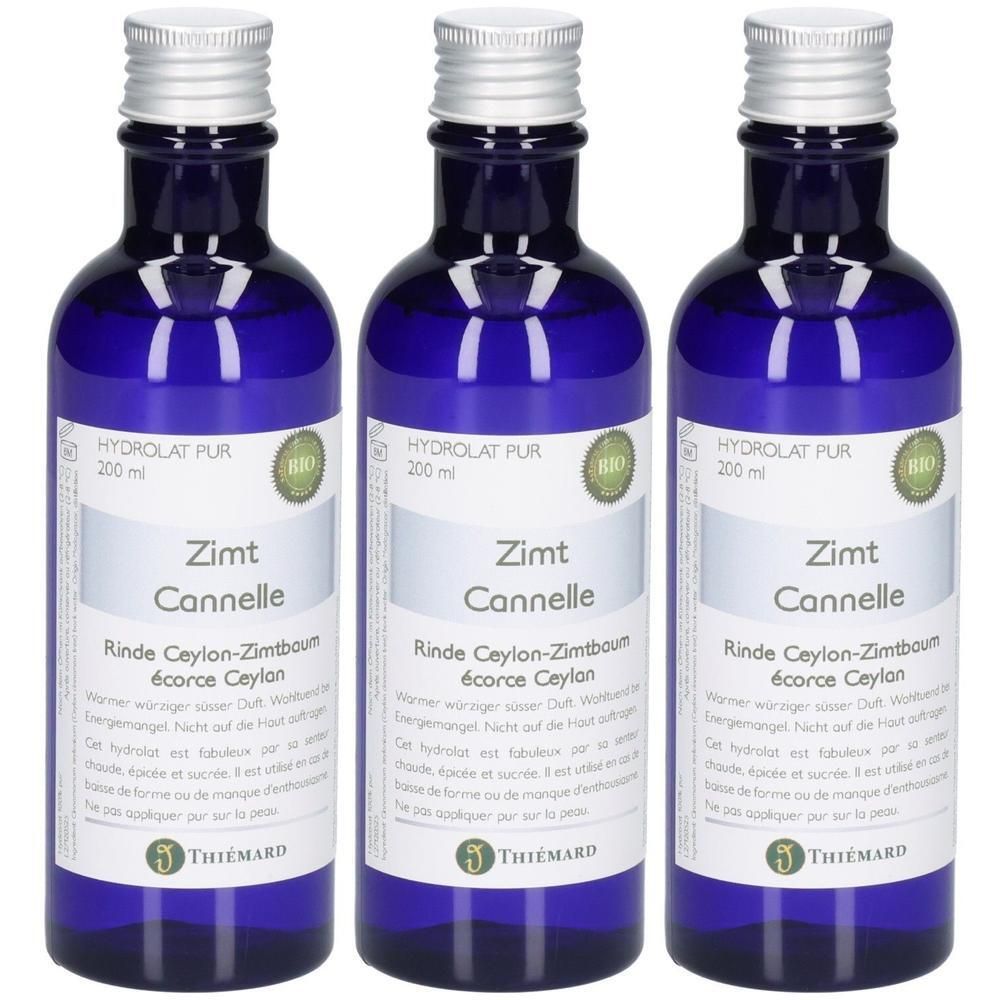 Drei Flaschen Zimt Cassia Hydrolat Pur 200ml mit Bio-Siegel.