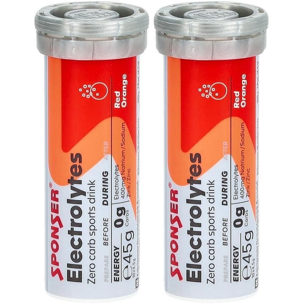 Zwei Röhrchen "Sponser Electrolytes" Zero carb sports drink, Red Orange Geschmack.