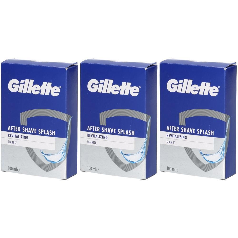 Drei Packungen Gillette After Shave Splash "Revitalizing Sea Mist" 100ml.