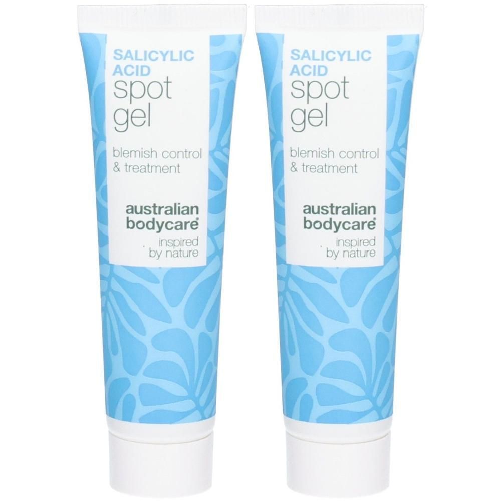 Zwei Tuben Salicylsäure Spot Gel von Australian Bodycare zur Pickelbekämpfung und Behandlung.