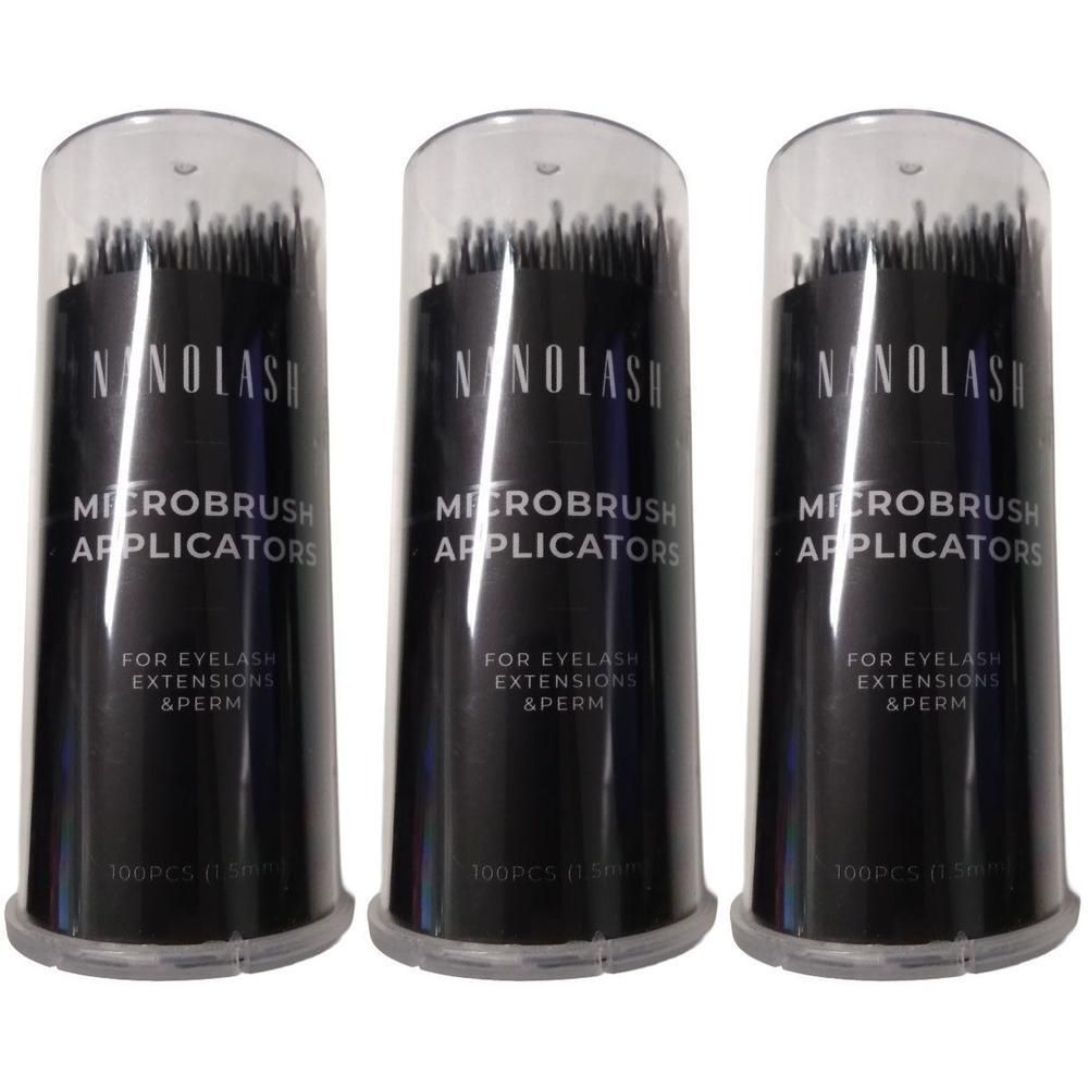 Zwei Behälter mit je 100 Nanolash Microbrush Applikatoren für Wimpernverlängerungen und Perm.