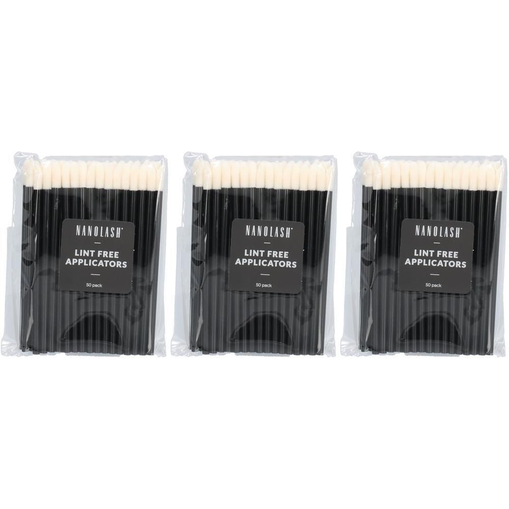 Drei Packungen Nanlsh Lint Free Applicators, schwarze Stiele mit weißen Spitzen.