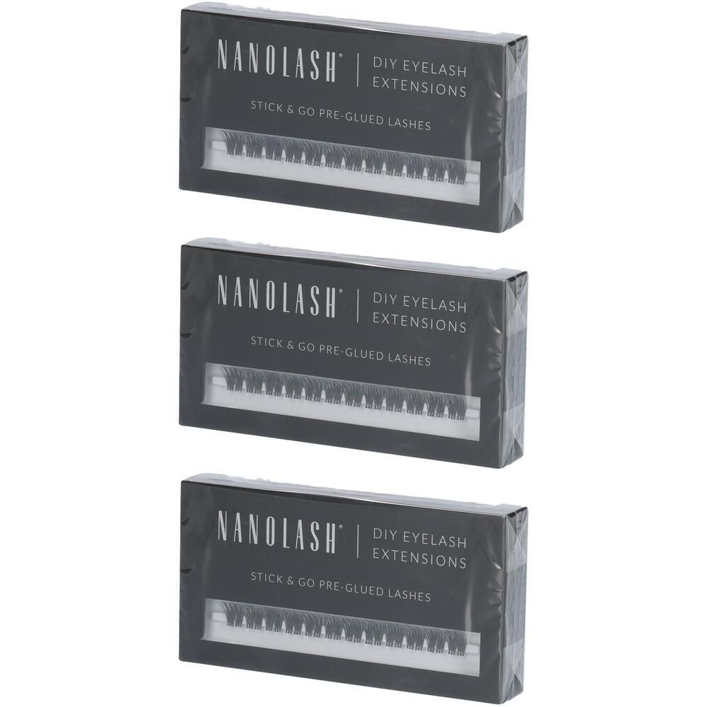 Drei Packungen Nanobrow Wimpernverlängerungen, Stick & Go, vorgeklebt.